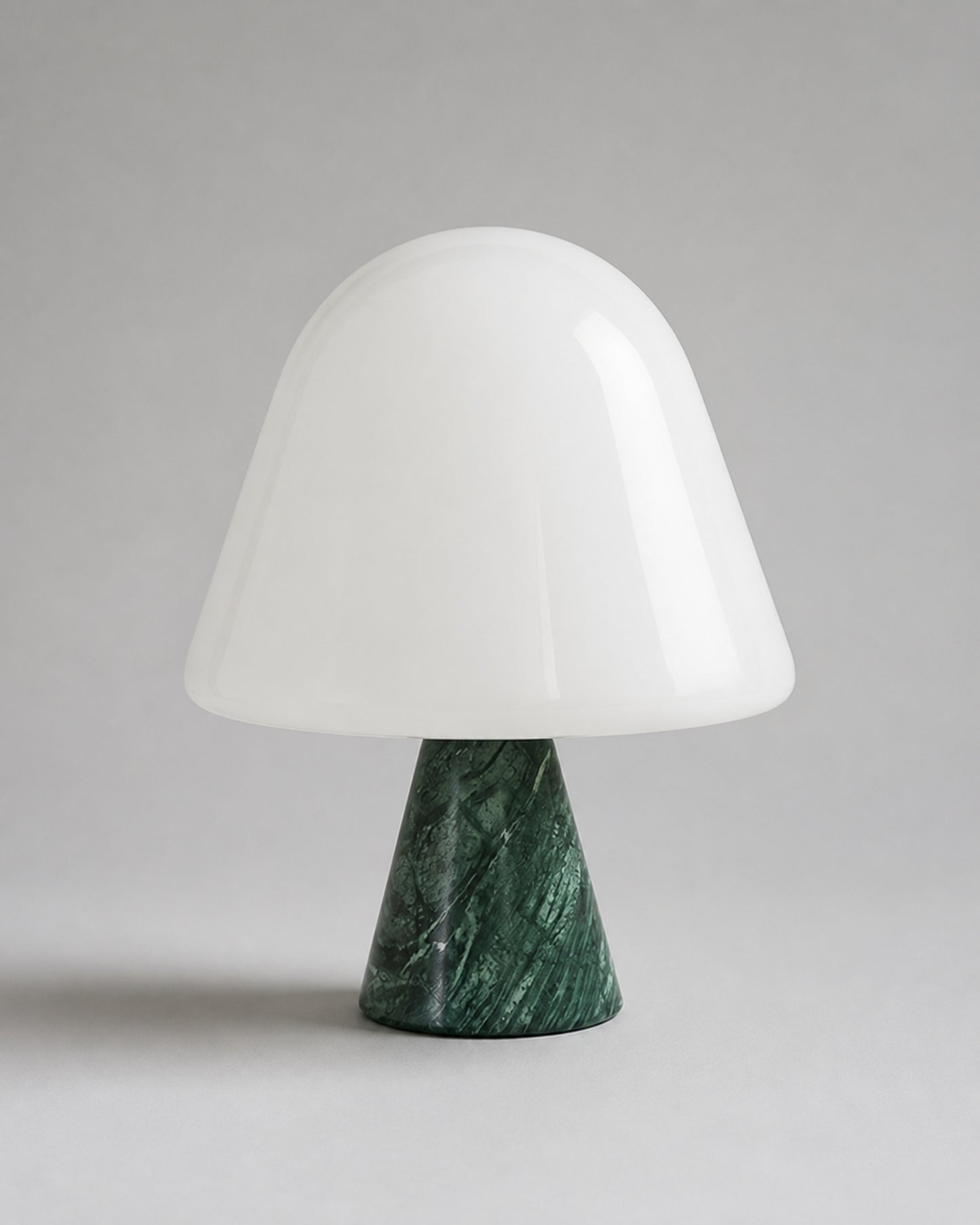NOKO Table Lamp — Marble Base, Opal Glass Dome — Green Marble, studio packshot on grey background | DecoHarmonie