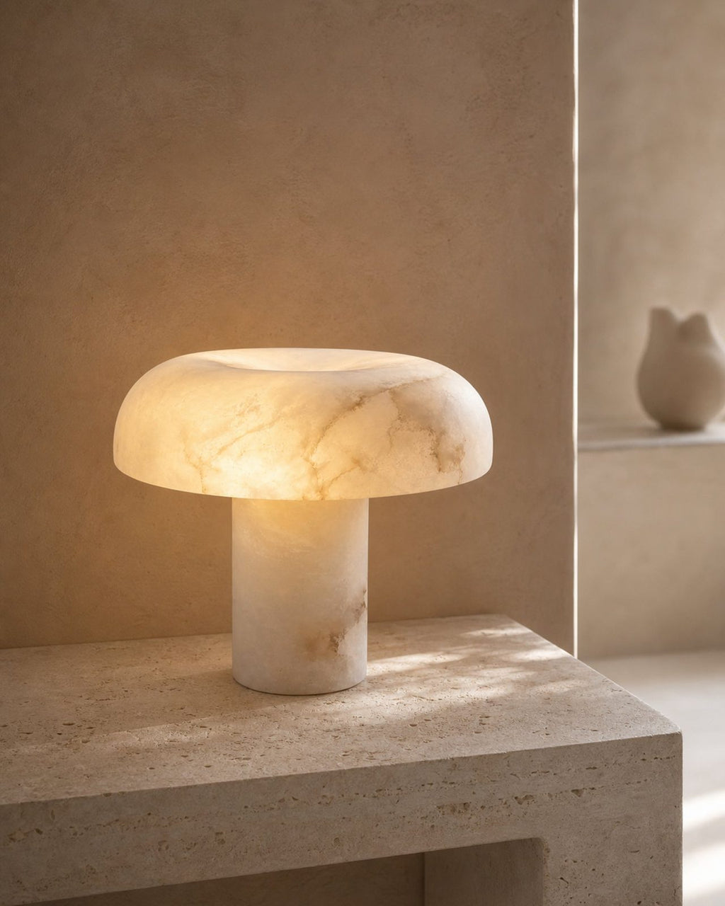 IZO Tischlampe – Alabaster, auf einer Konsole | DecoHarmonie