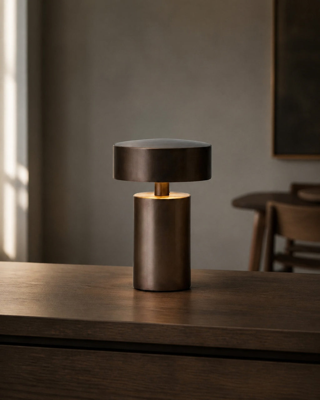 TOMI Akku-Tischlampe – Braun, im Essbereich | DecoHarmonie