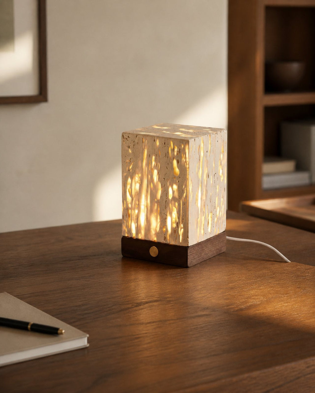 OMA Tischlampe – Schmal, an einem Arbeitsplatz | DecoHarmonie