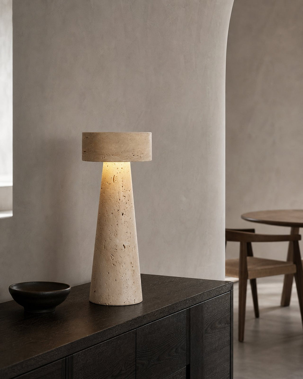 BELLO Tischlampe – Travertin, im Essbereich | DecoHarmonie