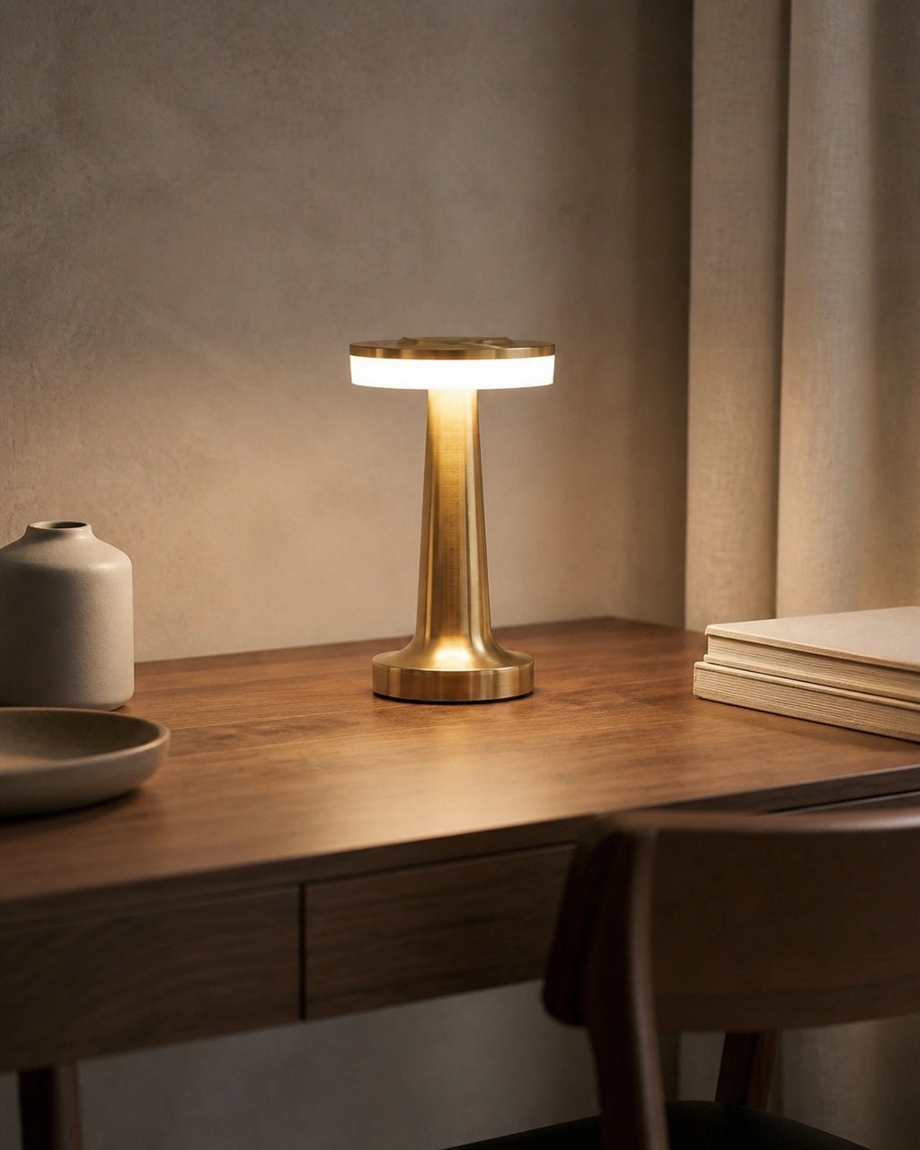KARO Akku-Tischlampe – an einem Arbeitsplatz | DecoHarmonie