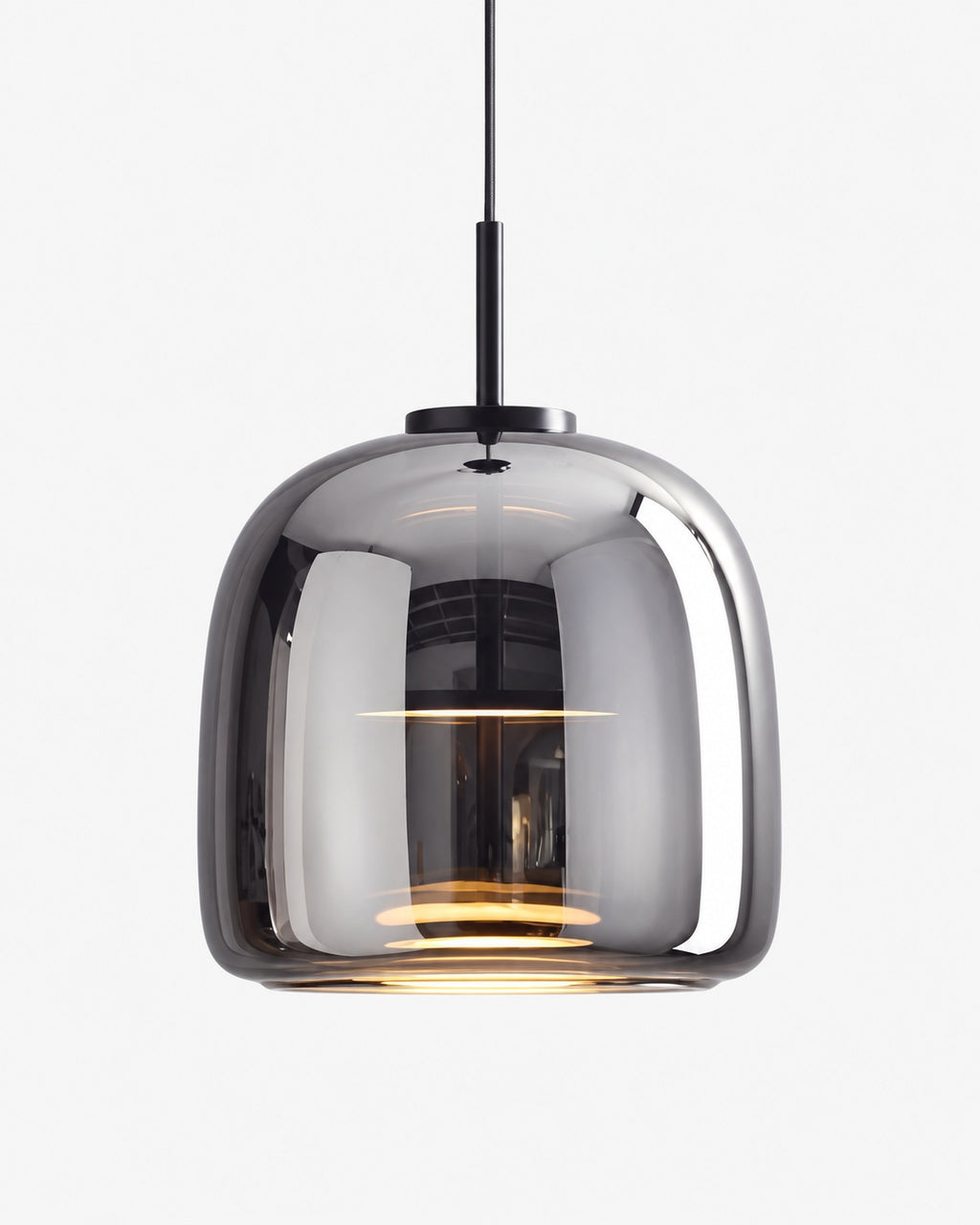 ZONID Pendelleuchte mit verspiegeltem Glasschirm – Rauchgrau / 16 cm, Produktansicht vor hellem Hintergrund