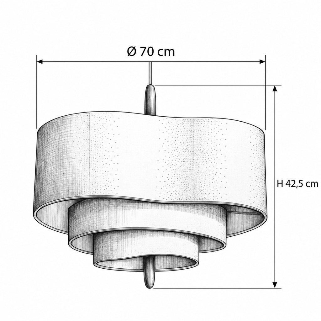 SUTINI Pendelleuchte – Masszeichnung Ø 70 cm, H 42,5 cm