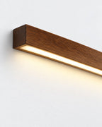 SANNIT Wandleuchte – Detailansicht, Dunkles Holz / 60 cm / Licht nach unten