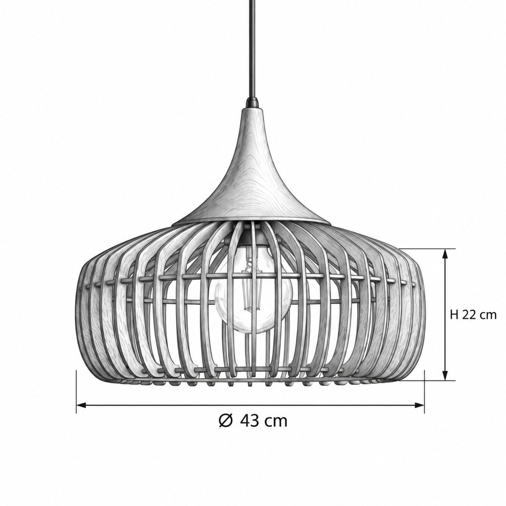 WALWOOD Pendelleuchte – Masszeichnung Ø 43 cm, H 22 cm
