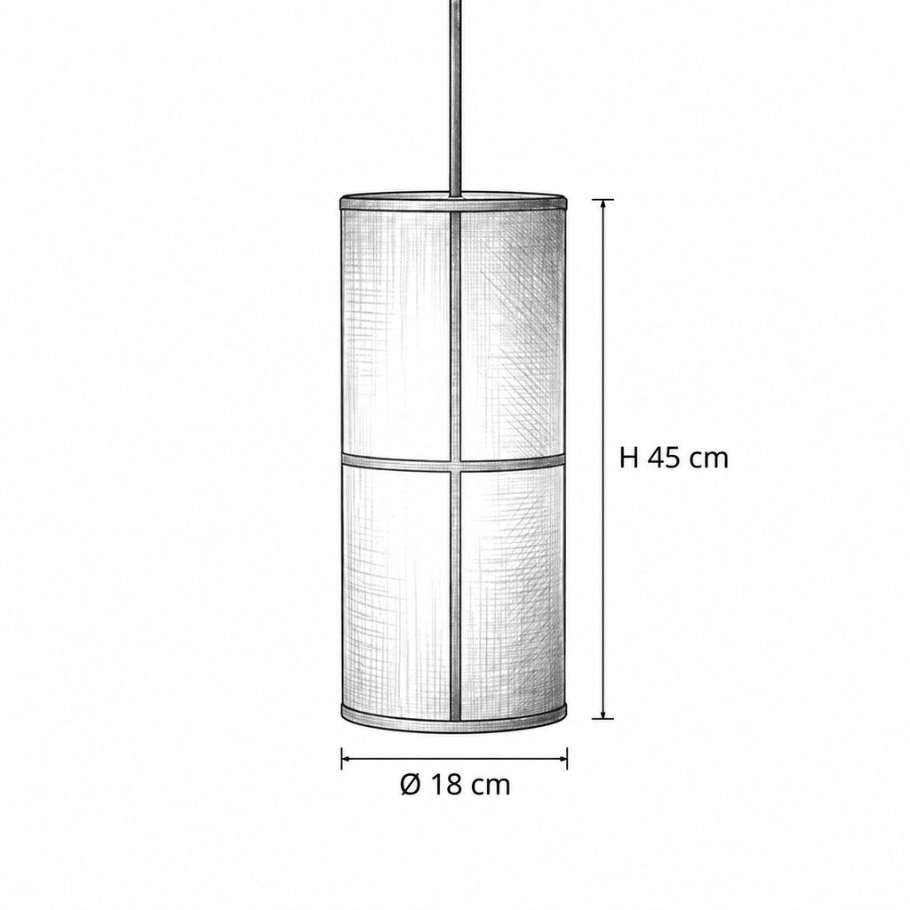 RIFTEN Pendelleuchte – Masszeichnung Ø 18 cm, H 45 cm