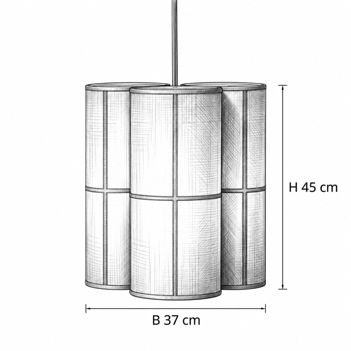 RIFTEN Pendelleuchte – Masszeichnung B 37 cm, H 45 cm