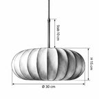 TOPALT Pendelleuchte – Masszeichnung Ø 30 cm, H 15 cm, Stab 10 cm