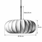 TOPALT Pendelleuchte – Masszeichnung Ø 50 cm, H 19 cm, Stab 20 cm