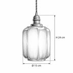 DRAFIO Pendelleuchte – Masszeichnung Ø 15 cm, H 24 cm