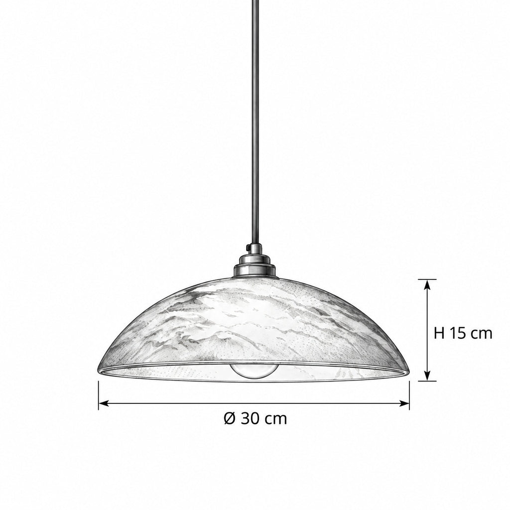 DESARE Pendelleuchte – Masszeichnung Ø 30 cm, H 15 cm
