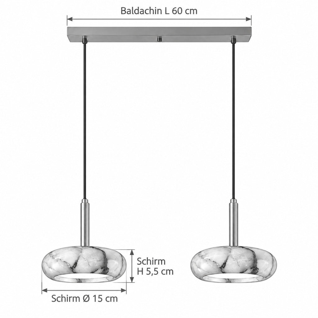 MARBA Pendelleuchte – Masse Baldachin L 60 cm, Schirm Ø 15 cm, Schirm H 5,5 cm
