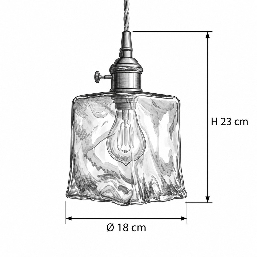 DOURID Pendelleuchte – Masszeichnung Ø 18 cm, H 23 cm