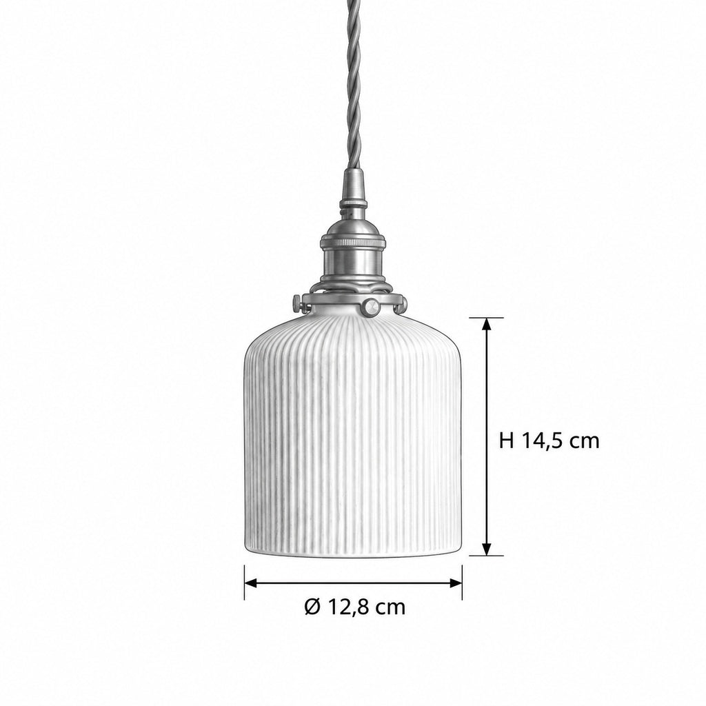 GUAKI Pendelleuchte – Masszeichnung Ø 12,8 cm, H 14,5 cm