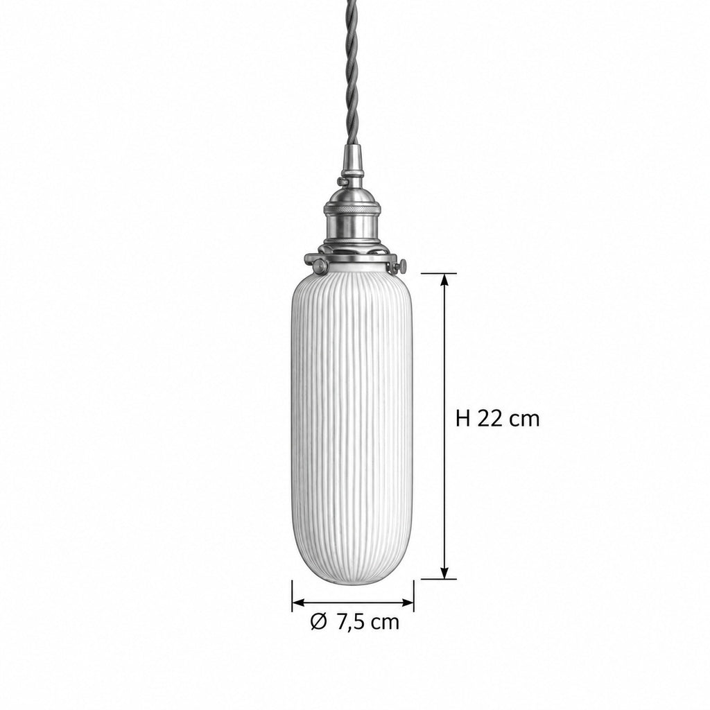 GUAKI Pendelleuchte – Masszeichnung Ø 7,5 cm, H 22 cm