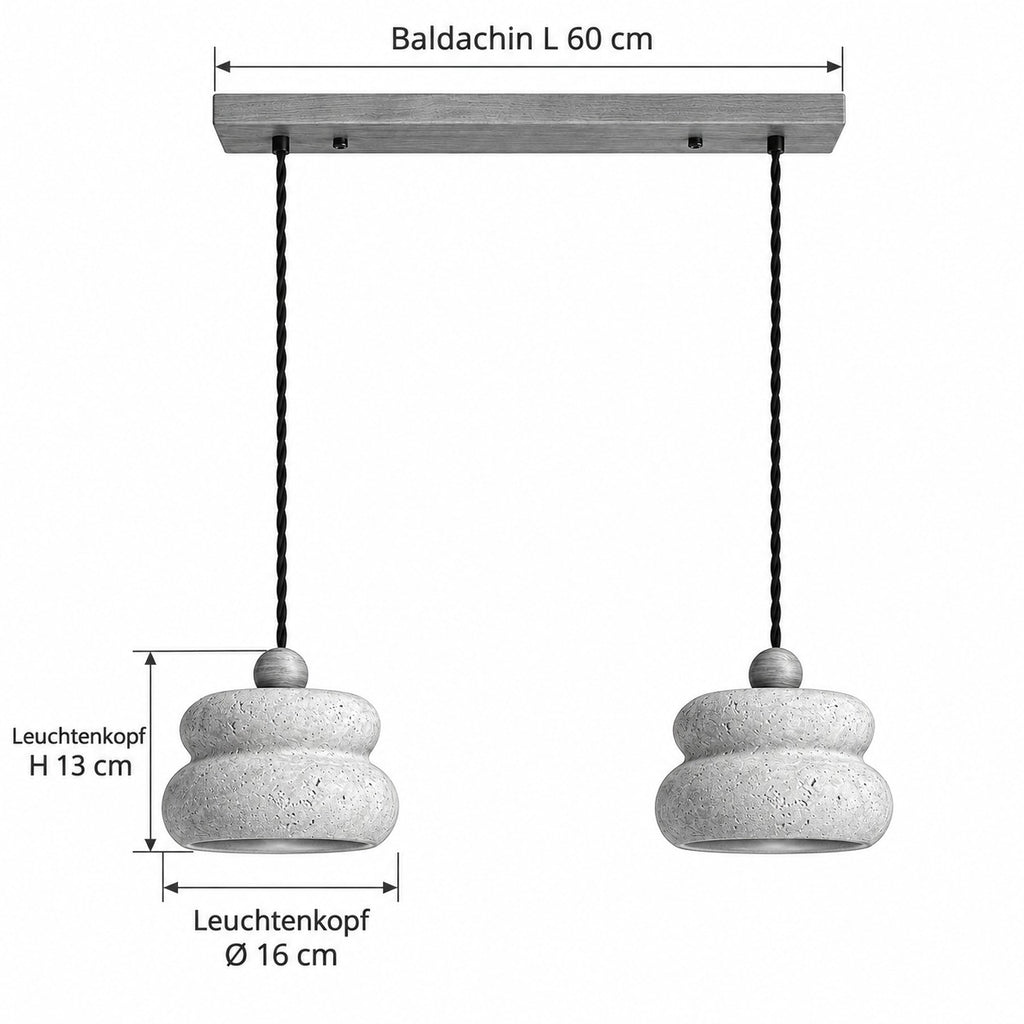 FIRO Pendelleuchte – Masse Baldachin L 60 cm, Leuchtenkopf Ø 16 cm, Leuchtenkopf H 13 cm