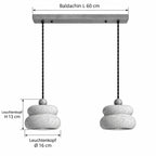 FIRO Pendelleuchte – Masse Baldachin L 60 cm, Leuchtenkopf Ø 16 cm, Leuchtenkopf H 13 cm