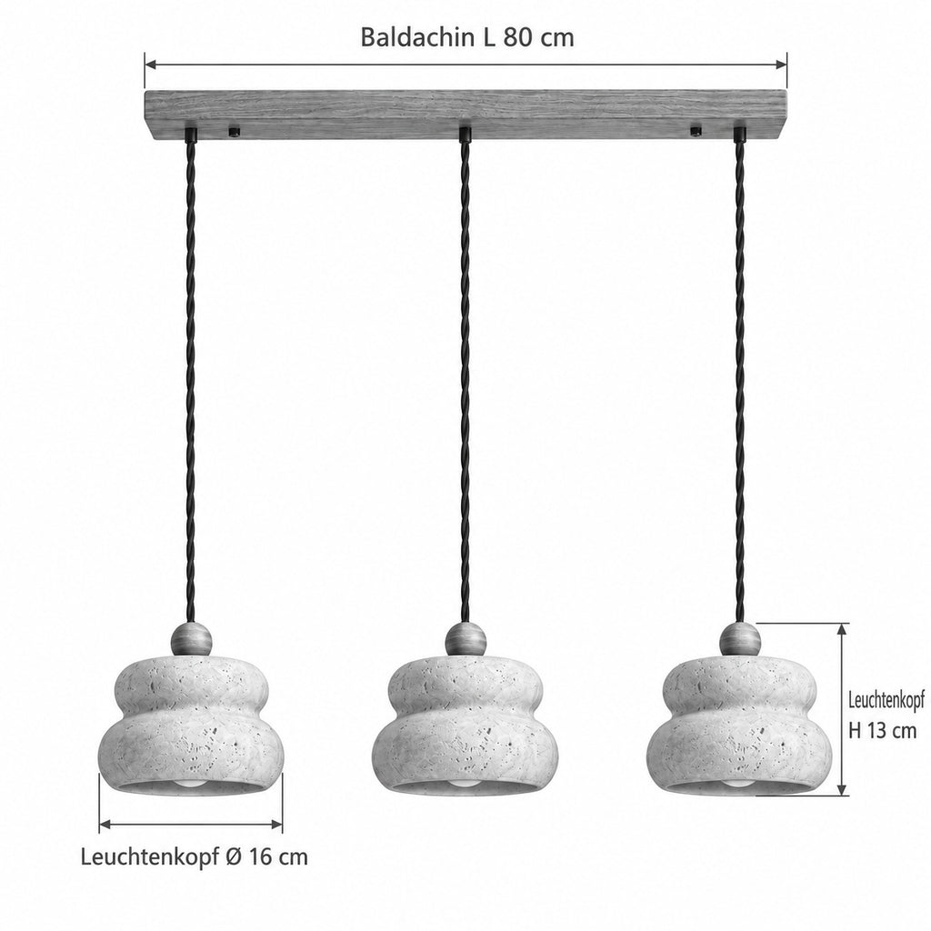 FIRO Pendelleuchte – Masse Baldachin L 80 cm, Leuchtenkopf Ø 16 cm, Leuchtenkopf H 13 cm