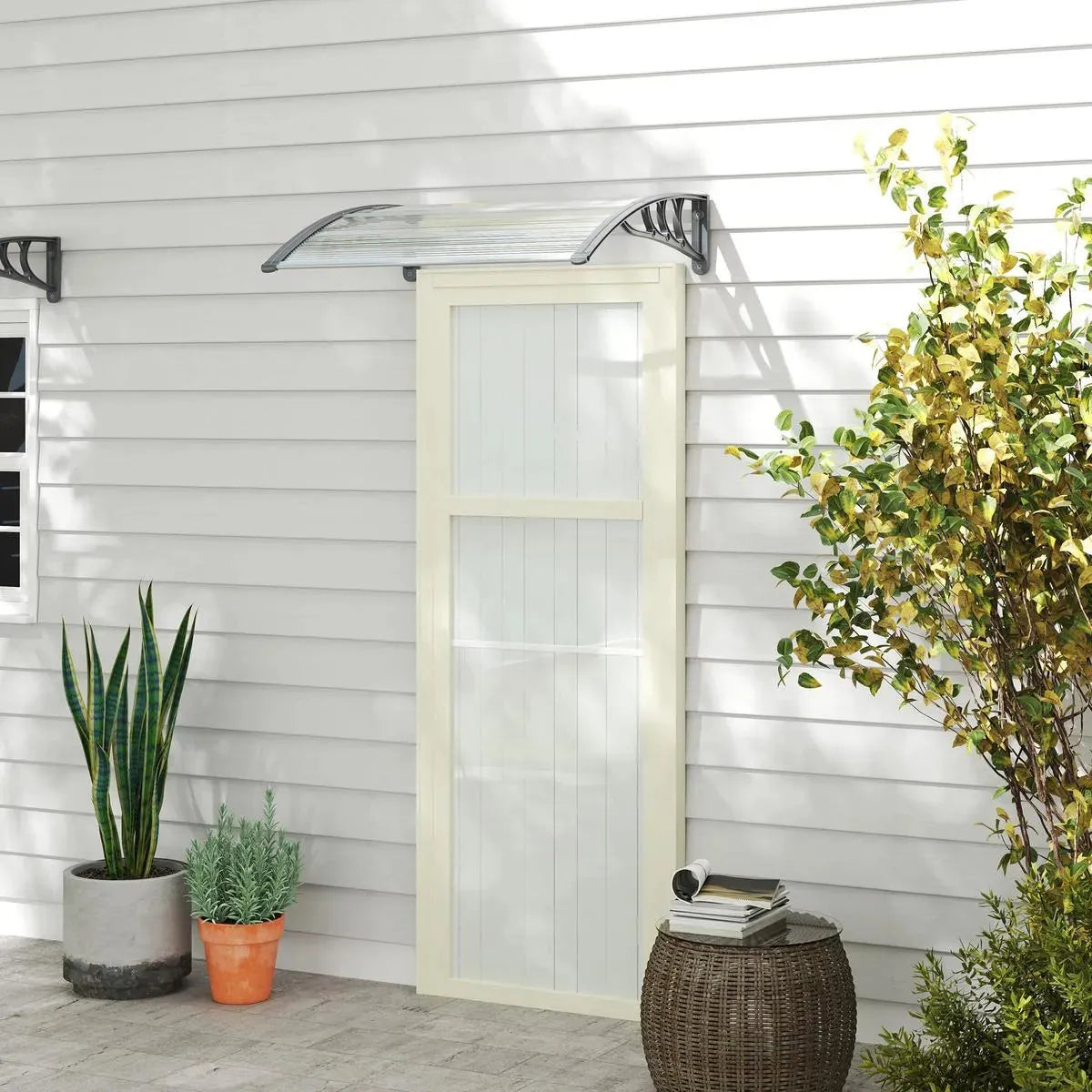 Door Canopy Awning Window Rain Shelter Cover 100x75cm Clear Outdoor for Front Back Door Porch