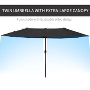 Double Garden Parasol 4.6m Outdoor Patio Sun Umbrella, Black