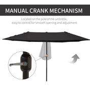 Double Garden Parasol 4.6m Outdoor Patio Sun Umbrella, Black