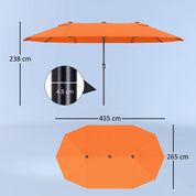 Double Garden Parasol 4.6m Outdoor Patio Sun Umbrella, Orange