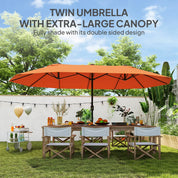 Double Garden Parasol 4.6m Outdoor Patio Sun Umbrella, Orange
