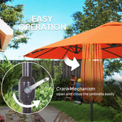Double Garden Parasol 4.6m Outdoor Patio Sun Umbrella, Orange