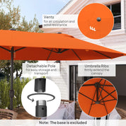 Double Garden Parasol 4.6m Outdoor Patio Sun Umbrella, Orange