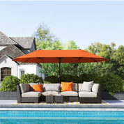 Double Garden Parasol 4.6m Outdoor Patio Sun Umbrella, Orange