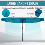 Double Garden Parasol 4.6m Outdoor Patio Sun Umbrella, Sky Blue