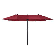 Double-Sided Patio Parasol Sun Umbrella 4.6m, Wine Red