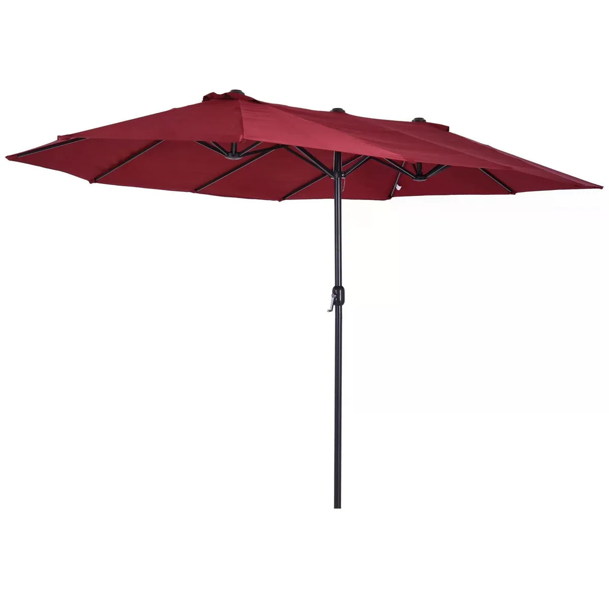 Double-Sided Patio Parasol Sun Umbrella 4.6m, Wine Red