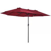 Double-Sided Patio Parasol Sun Umbrella 4.6m, Wine Red