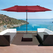 Double-Sided Patio Parasol Sun Umbrella 4.6m, Wine Red