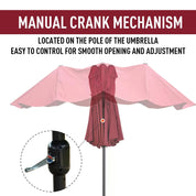 Double-Sided Patio Parasol Sun Umbrella 4.6m, Wine Red