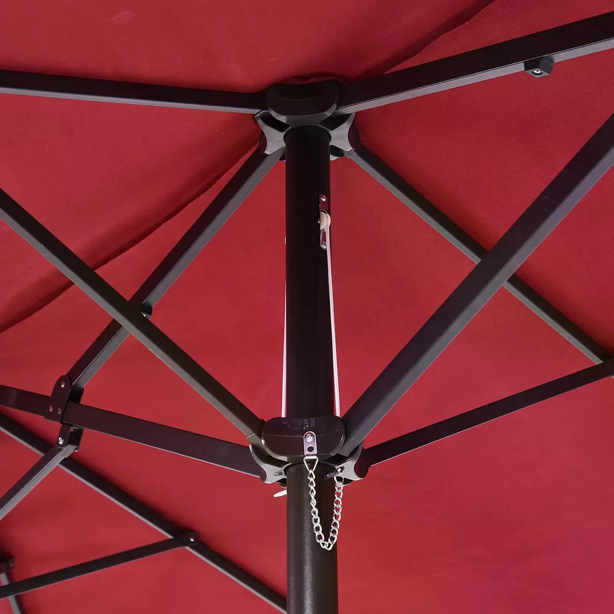 Double-Sided Patio Parasol Sun Umbrella 4.6m, Wine Red