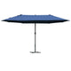 Double-Sided Sun Umbrella Canopy 4.6m Crank Shade with Cross Base, Dark Blue