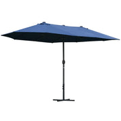 Double-Sided Sun Umbrella Canopy 4.6m Crank Shade with Cross Base, Dark Blue
