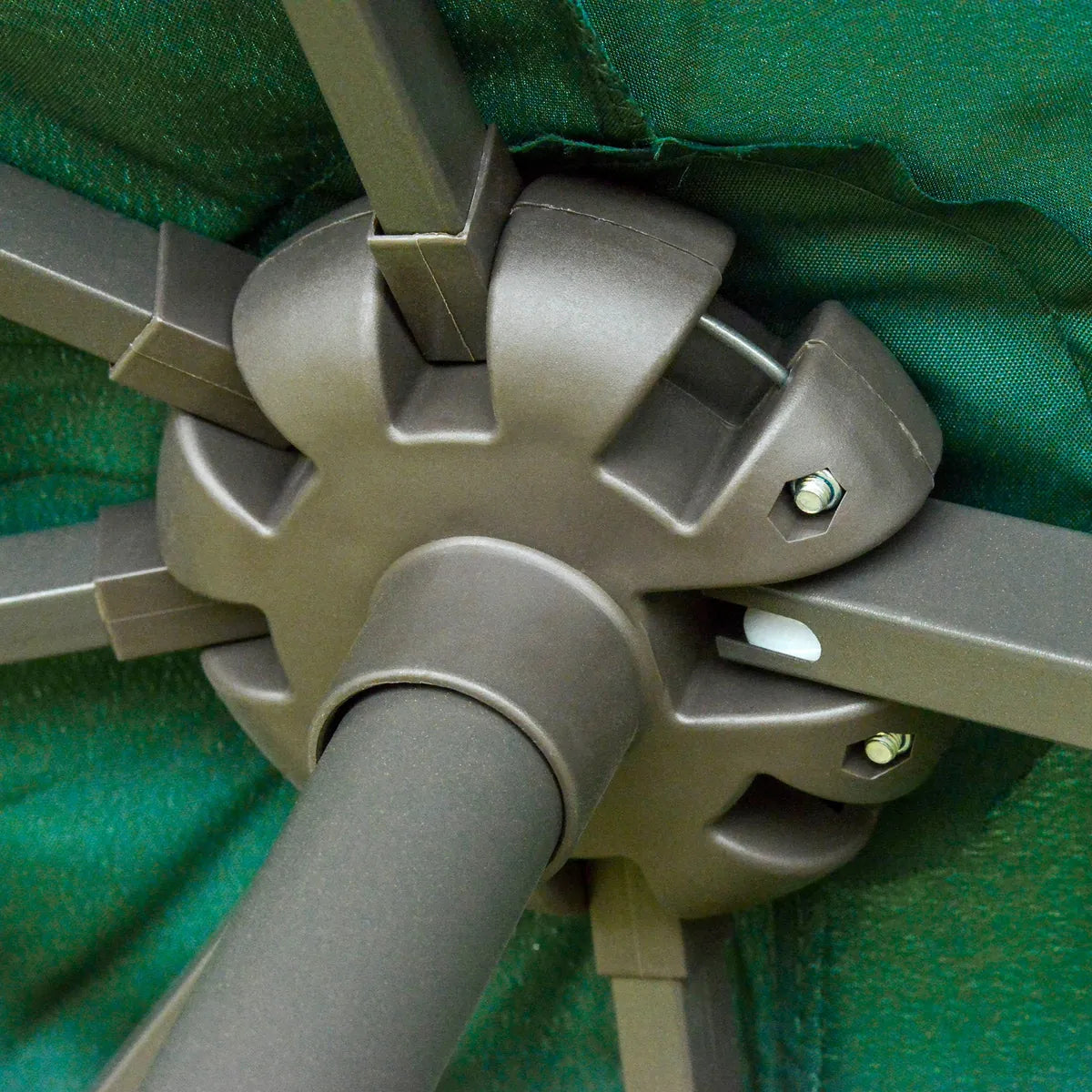 Double-Sided Sun Umbrella Canopy 4.6m Crank Shade with Cross Base, Dark Green