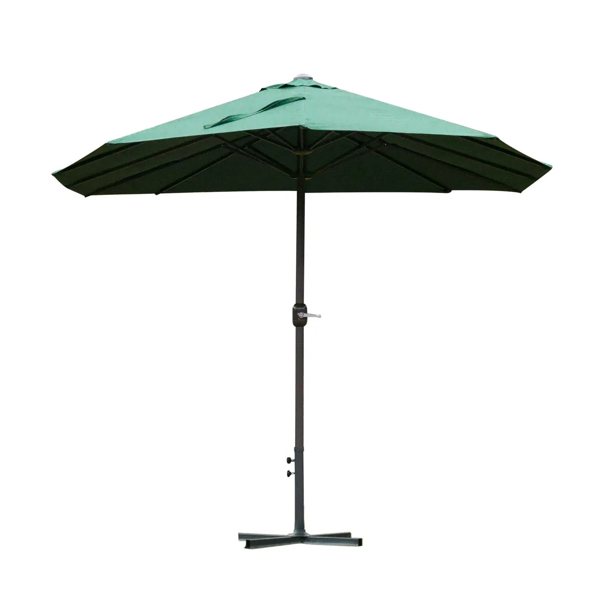 Double-Sided Sun Umbrella Canopy 4.6m Crank Shade with Cross Base, Dark Green