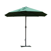 Double-Sided Sun Umbrella Canopy 4.6m Crank Shade with Cross Base, Dark Green