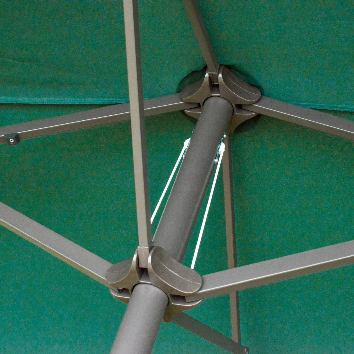 Double-Sided Sun Umbrella Canopy 4.6m Crank Shade with Cross Base, Dark Green
