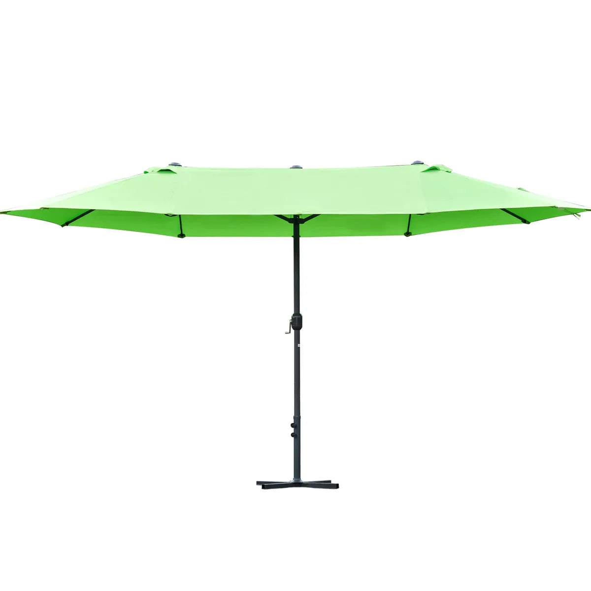 Double-Sided Sun Umbrella Canopy 4.6m Crank Shade with Cross Base, Green