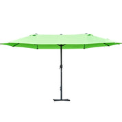 Double-Sided Sun Umbrella Canopy 4.6m Crank Shade with Cross Base, Green