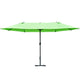 Double-Sided Sun Umbrella Canopy 4.6m Crank Shade with Cross Base, Green