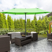 Double-Sided Sun Umbrella Canopy 4.6m Crank Shade with Cross Base, Green