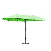 Double-Sided Sun Umbrella Canopy 4.6m Crank Shade with Cross Base, Green