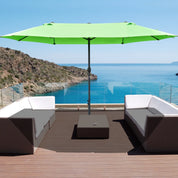 Double-Sided Sun Umbrella Canopy 4.6m Crank Shade with Cross Base, Green